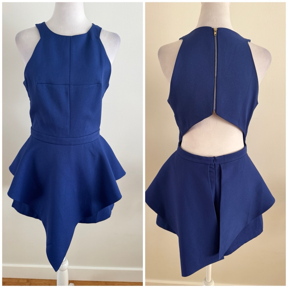 Ava. Blue asymmetrical romper size medium